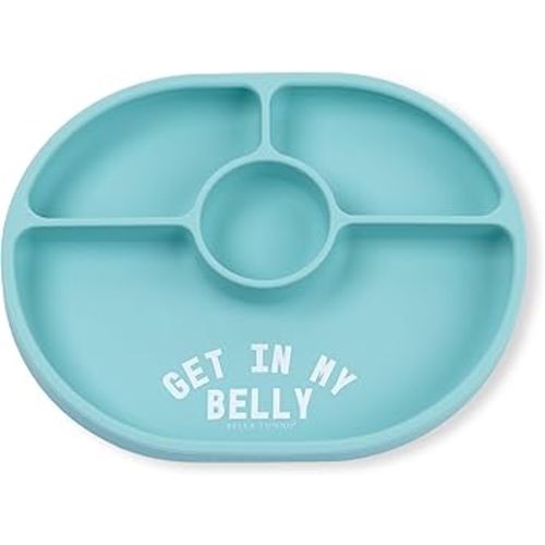 Bella Tunno Suction Plate for Babies & Toddlers, Self-Feeding Dish for Baby Led Weaning, Silicone Divided Plate, Sticks to Highchair Trays & Tables, Microwave & Dishwasher Safe, Get In My Belly