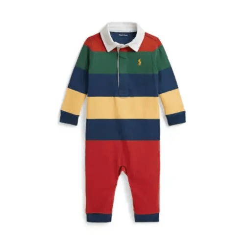 Baby Boys Striped Cotton Rugby Coverall