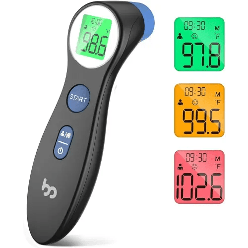 Forehead Thermometer for Adults and Kids, Digital Infrared Thermometer for Home with Fever Alarm, FSA HSA Eligible,1s Reading and 3-Color Indicator, No-Touch, Accurate
