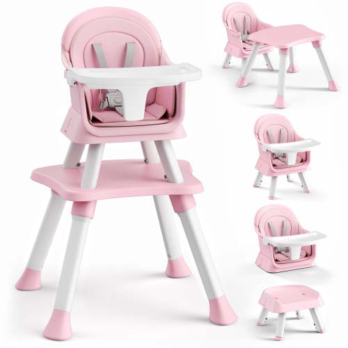 AILEEKISS 8 in 1 Baby High Chair, Toddler Booster Seat with Tray, Easy Clean, White
