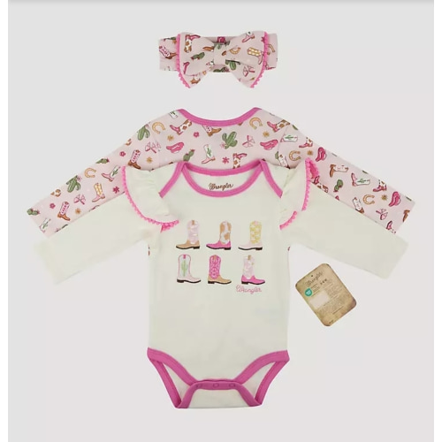Wrangler Baby Girl Bodysuits & Bow Set