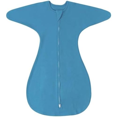 ZIGJOY Baby Transitional Swaddles for Newborns: 0.5 Tog Arms Up Sleep Sack 3-6-12 Months Soft Cotton Shark Fin 2 Way Zipper