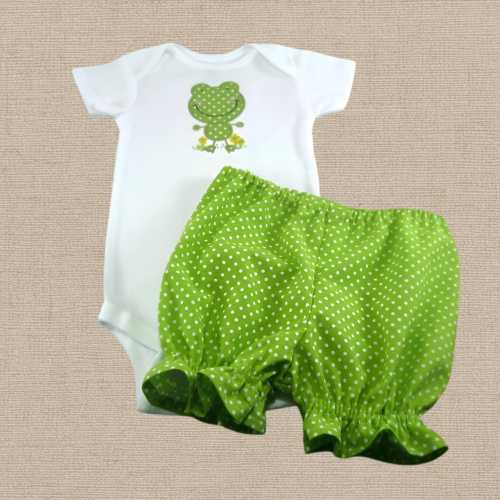 Conjunto de rana con apliques para bebé niña – Body y pantalones bombachos de rana – Ropa bonita de rana para recién nacida – Regalo para baby shower