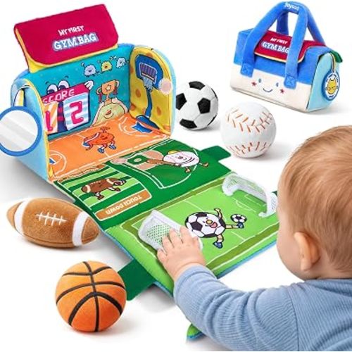 JoyCat Baby Toys 0-12 Months, Sports Bag Plush Toy, 4 Sensory Balls