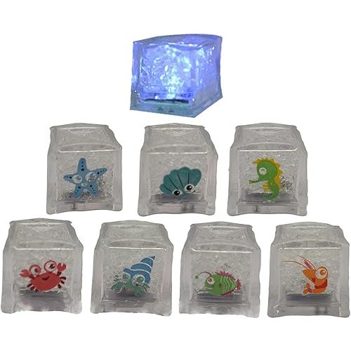 8PCS Light Up Bath Cubes For Bathtub, Water Activated Bath Cube Game, Light Up Ice Cubes With Sea Pattern