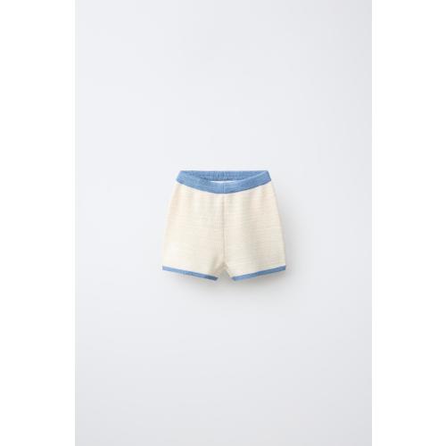 CONTRAST KNIT SHORTS - Ecru | ZARA United States