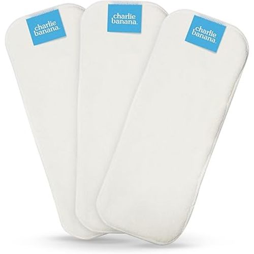 Charlie Banana Baby Super Absorbent Deluxe Reusable and Washable Fleece Inserts for Cloth Diapers, One Size, 3 Pack