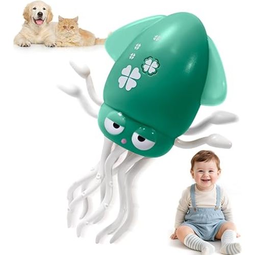 Dancing Octopus Baby Toy - Tummy Time Gift for Babies, Magic Music Dance Light, Infrared Automatic Obstacle Avoidance, Sensor Development Infant Toys Present for Toddler 3-8 Years Old Boy&Girl, Green