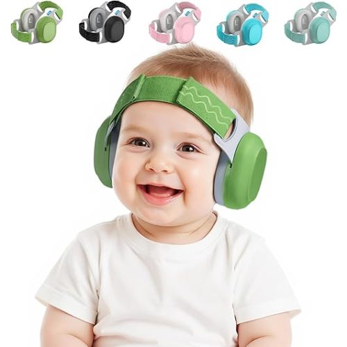 Bella's Friends Baby Ear Protection for Infants & Toddlers(3–48 Months) - Lightweight 24dB Noise Cancelling Headphones - Safe fit & Comfort Earmuffs - Improve Sleep - Baby Travel Essential, Green
