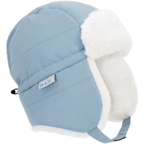 JAN & JUL Waterproof Trapper Hat for Baby and Kids, Insulated Winter Hat with Faux Fur Lining
