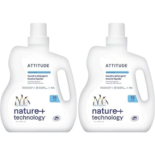ATTITUDE Liquid Laundry Detergent,EWG Verified,HE Compatible,Plant-Based & Vegan,Natural Laundry Soap,Wildflowers Scent,36 Loads,60.8 Fl Oz,(Pack of 2)
