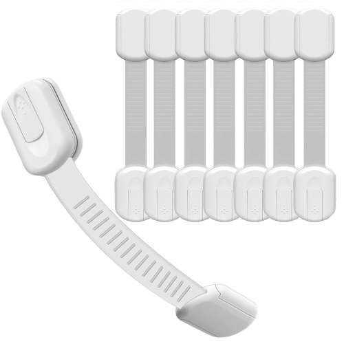8 Pack Baby Proofing Cabinet Strap Locks Child Safety Drawer Cupboard Oven Refrigerator Adhesive Locks Adjustable Toilets Seat Fridge Latches No Drilling Baby Proof Cabinet Locks