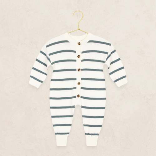 Knit Long Sleeve Onesie - Ocean Stripe