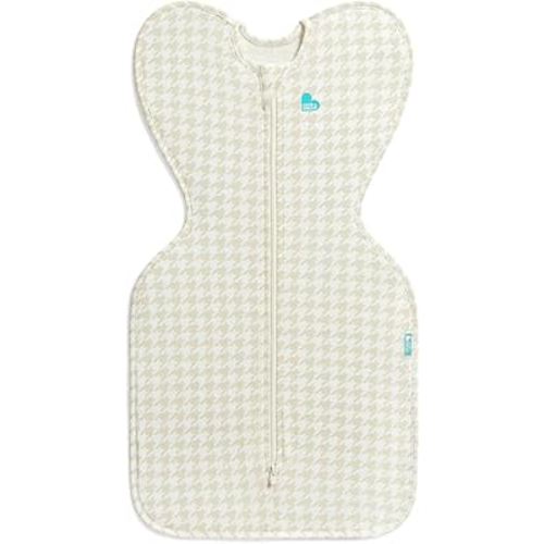 Love to Dream Swaddle UP, Sleep Sack 0-3 Months, Self-Soothing, Improves Sleep, Snug Fit Helps Calm Startle Reflex, Baby Essentials Must Haves Newborn, 1.0 TOG, 13-19 lbs, Tan Houndstooth