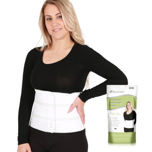 Postpartum & Post Surgery Abdominal Binder. 3-Panel belly band for recovery after childbirth, hysterectomy, tummy tuck, hernia, diastasis recti. Size S/M (30" to 45"). Made in USA.