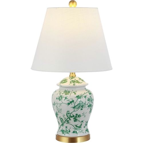 JONATHAN Y Penelope Ginger Jar 22" LED Table Lamp, White/Green