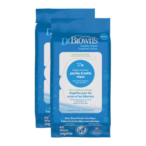 Dr. Brown's Pacifier and Bottle Wipes, 40 Count (Pack of 2)