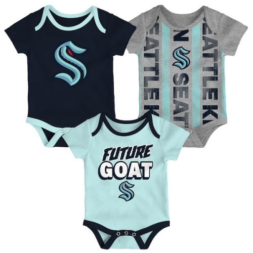 Seattle Kraken Newborn Loyal Buddies Three-Pack Bodysuit Set