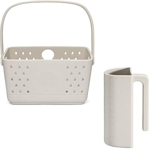 Parker Baby Co. Bath Caddy and Rinse Cup Bundle for Baby Shower - Snow