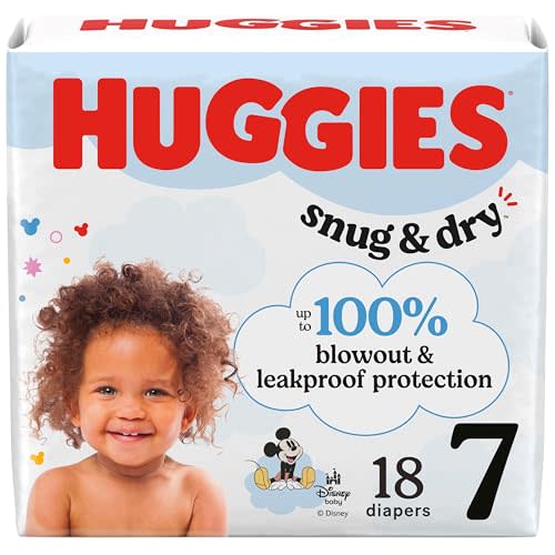 Huggies Size 7 Diapers, Snug & Dry Baby Diapers, Size 7 (41+ lbs), 18 Count, Packaging May Vary