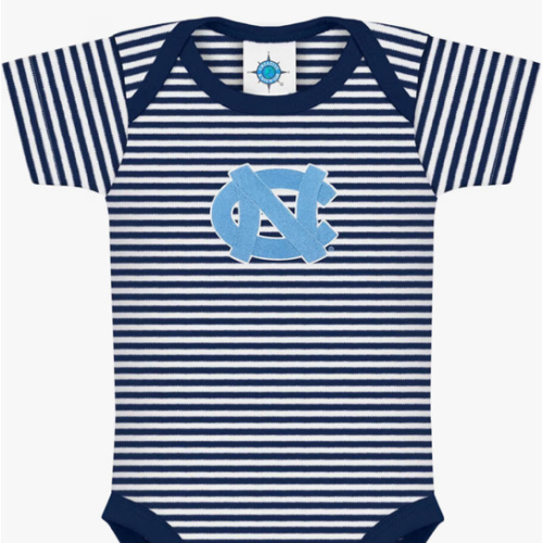 UNC Infant Striped Bodysuit Short Sleeve - Unisex, (0-12 Mos)