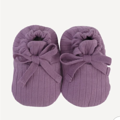 tie booties | grape gloss | organic cotton wide rib