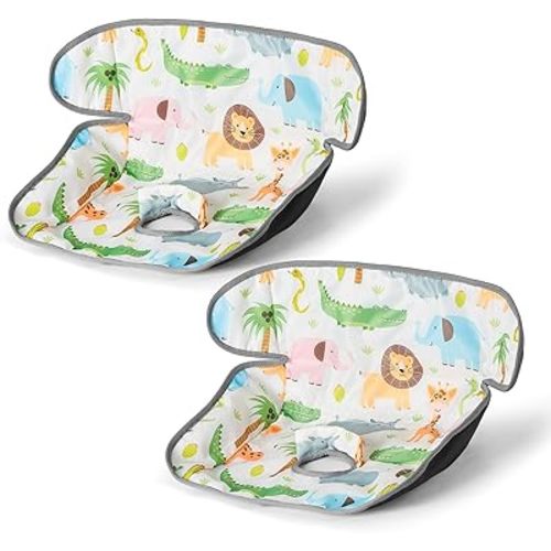 Car Seat Protector 2 Pack for Potty Training,Dry Waterproof Wipeable Piddle Pads,Strollers Carseat Liner with PU Anti-Slip Backing for Toddlers & Babies,Animal Print