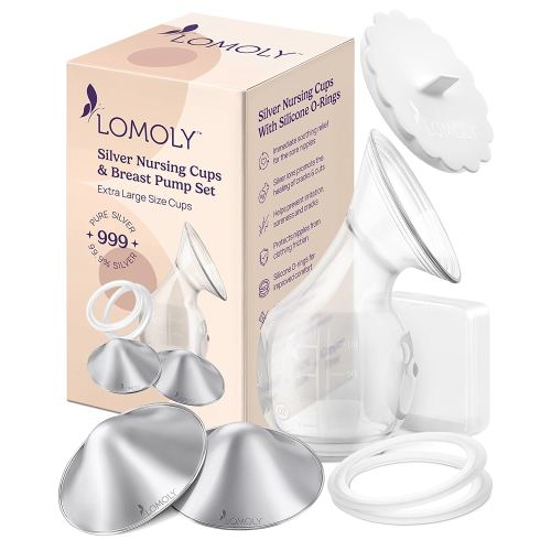 Silver Nursing Cups: Pure 999 Silver Nipple Shield | Silver Nipple Covers Breastfeeding w/Breast Shields, Hands-Free Breast Pump (XL: 2.1x0.7)