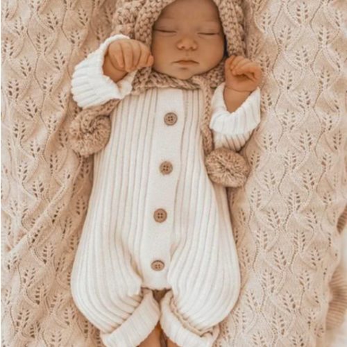 Little B's Chunky Rib Baby Jumpsuit - Milk