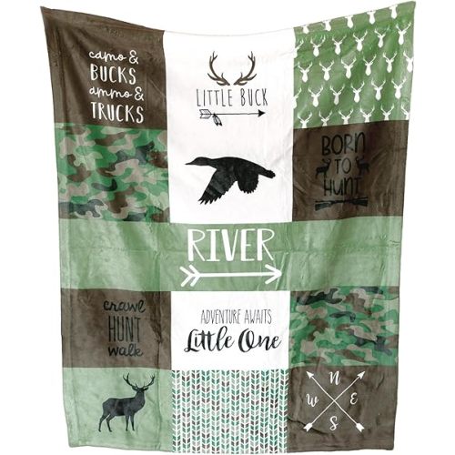 Girls Love A Monogram Ships Next Day - Camo Woodland Personalized Baby Blanket for Boys - Printed in America - Custom Blankets for Boys - Personalized Gifts - Camo Baby (Camo Woodland)