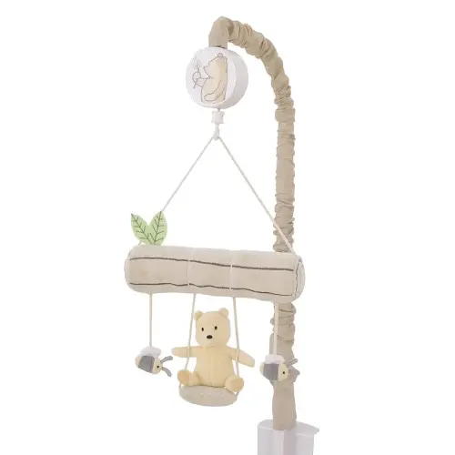 NoJo Disney Classic Pooh Naturally Friends Soft Beige Plush Swing and Tree Branch Musical Mobile