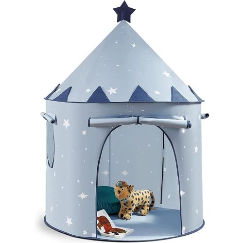 Tiny Land Kids Play Tent, Blue Castle Pop Up Tent for Toddlers Indoor