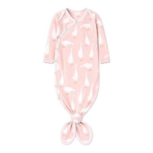 Copper Pearl Baby Gown - Knotted Newborn Sleepers for Baby Boy and Girl, Soft Stretchy Long Sleeve Infant Gowns with Bottom Tie and Hand Mittens, Perfect Hospital Coming Home Outfit (Goosie)