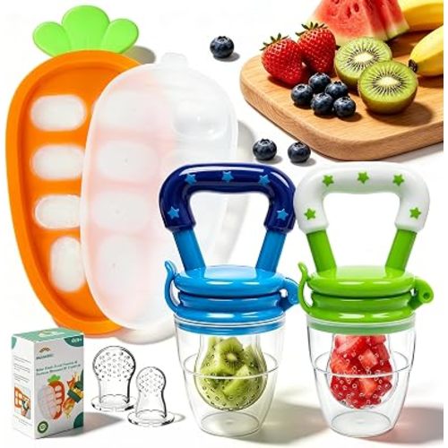 Baby Fruit Feeder Set, 2 Pack, Freezer Tray, 3 Pouch Sizes