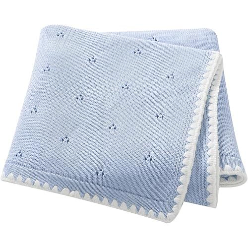 Baby Blanket Knit Ultra Soft Swaddle Receiving Blankets for Boys & Girls Cotton Knitted Newborn Infant Toddler Nursery Crib 30 x 40 Inch