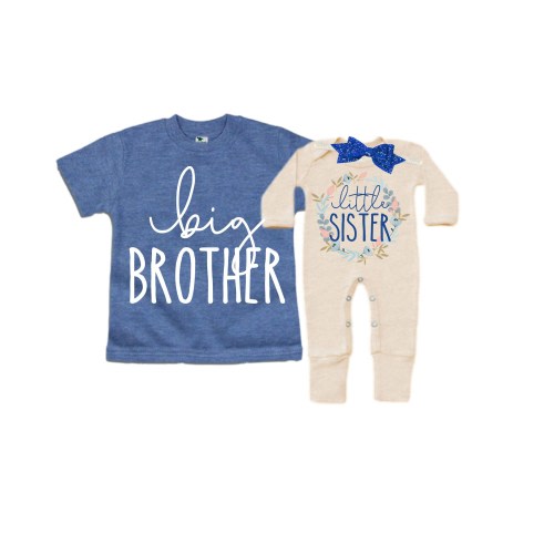 Big Brother/Little Sister Matching Sibling Set. Baby Shower Gift. Take Home Outfit. Matching Sibling Set