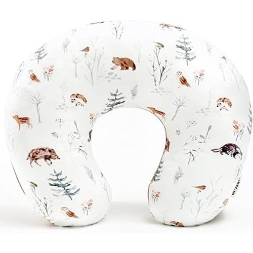 GRSSDER Nursing Pillow Cover Stretchy Minky Removable Nursing Covers for Breastfeeding Pillows, Ultra Soft Comfortable Slipcover for Boy and Girls, Jungle Animals