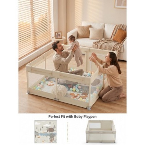 Fodoss Baby Playpen with Mat, 47x47in Extra-Large Baby Play Yard for Toddlers, Indoor/Outdoor Safety Playpen with Non-Slip Base