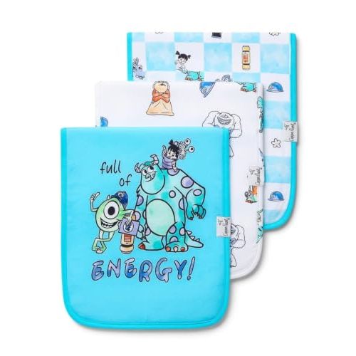 Copper Pearl Premium Baby Burp Cloths - 3-Pack Large Cotton Burp Cloths, Extra Soft Spit Up Rags with 3 Absorbent Layers, Perfect for Baby Boy and Baby Girl Gifts (21" x 10" Size, Monsters Inc Medley)