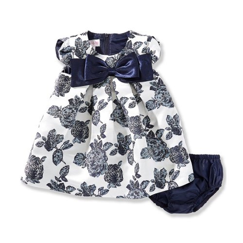 Bonnie Jean Baby Girls Petal-Sleeve Floral Jacquard Trapeze Dress