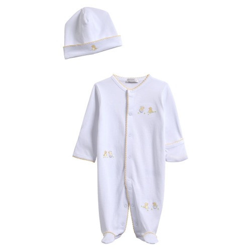 Hatchlings Embroidered Pima Cotton Footie & Hat Set, 0-3M