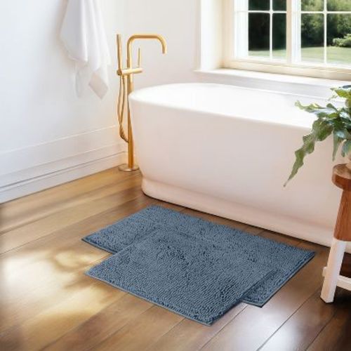 Soft Absorbent Chenille Bath Mat Rug with Anti-Skid Rubber Backing - Becky Cameron