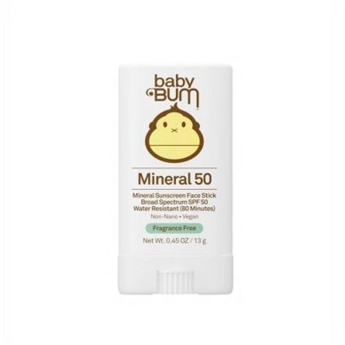 Baby Bum Mineral Sunscreen Face Stick Fragrance Free - SPF 50 - 0.45oz: Paraben-Free, Vegan, Oxybenzone-Free, Octinoxate-Free