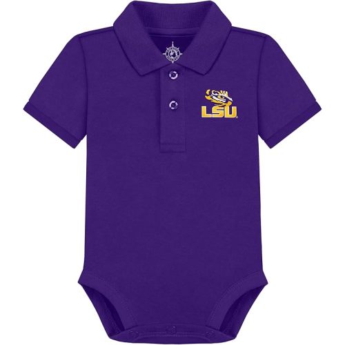Creative Knitwear College Baby Polo Bodysuit Solid - Team Logo, Multiple Colors, for Boys & Girls (0-12 Months)