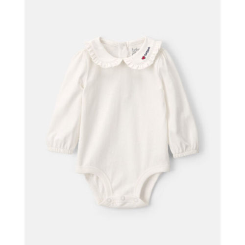 Baby Girl Long-Sleeve Collared Bodysuit - Cream - OshKosh B'gosh | Carter's