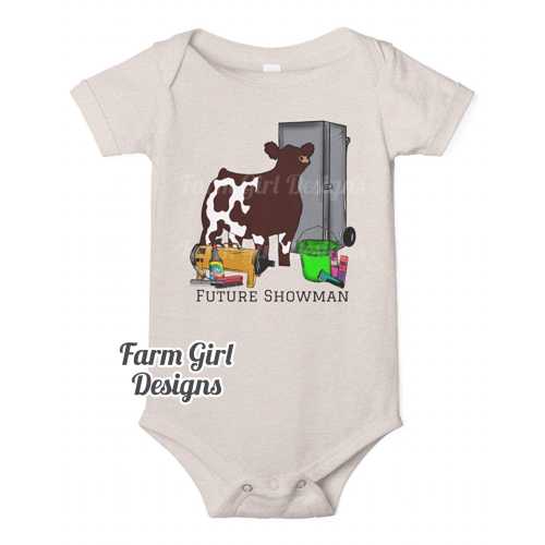 Shorthorn Heifer "Future Showman" Bella Canvas Infant One-Piece Bodysuit