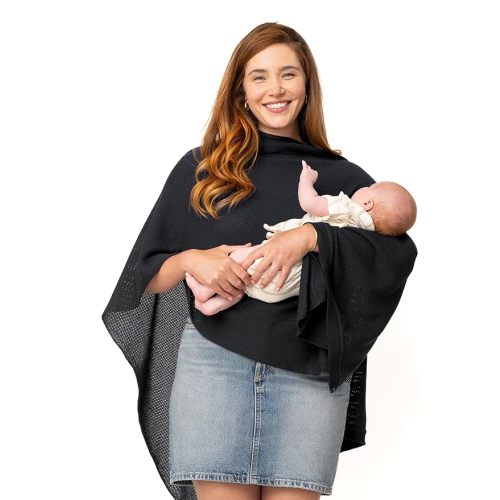We are Amma | The Cocoon™ - Newborn Essentials Must Haves: Nursing Cover for Breast Feeding Essentials | Nursing Sweater Used as Breastfeeding Cover (Black, One Size)
