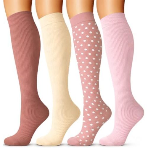 4 Pairs-Compression Socks for Women&Men Circulation-Best Support for Nurses,Running,Athletic