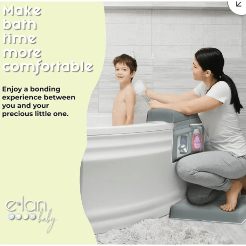 Elan Baby Bath Kneeler and Elbow Rest Pad Set, Non-Slip Design, Includes 4 Toy Pocket Organizers, Waterproof and Easy to Clean