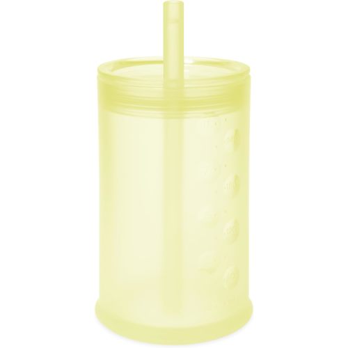 Olababy Clear View Silicone Training Cup with Straw Lid | Toddler Sippy Trainer 12mo+ | Unbreakable Water Drinking Cups for Kids 2yr+ | Baby Led Weaning & Feeding Supplies (Lemon, 9 oz)